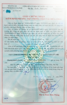 Giấy Kkểm định kính chống cháy 2016